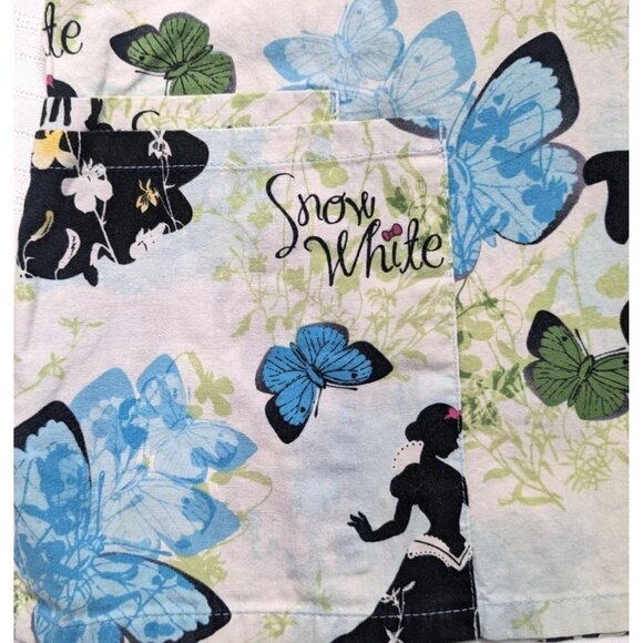 DISNEY Snow White Butterfly Scrub Shirt 100% Cotton Short Sleeve Size M - Picture 2 of 6